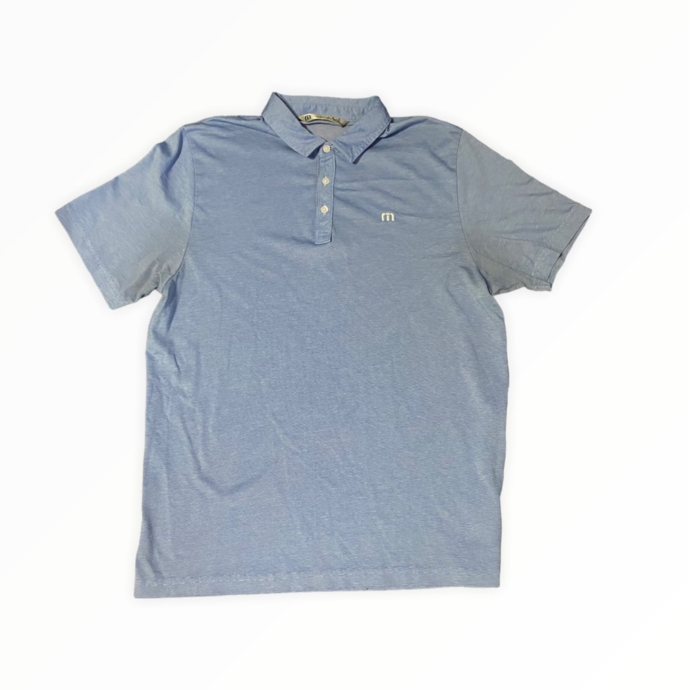 Travis Mathew Golf Shirt Men's size L Blue Short Sleeve Polo